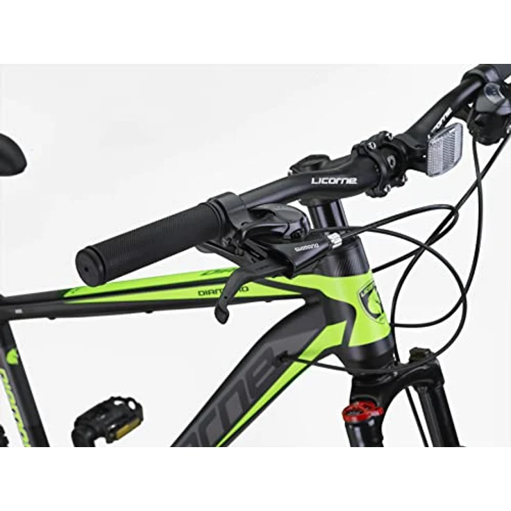 Licorne Bike Diamond Premium Mountainbike Aluminium, Fahrrad für Jungen, Mädchen, Herren und Damen - 21 Gang-Schaltung - Scheibenbremse Herrenrad – einstellbare Vordergabel (27.5, Schwarz-Lime) – Bild 5