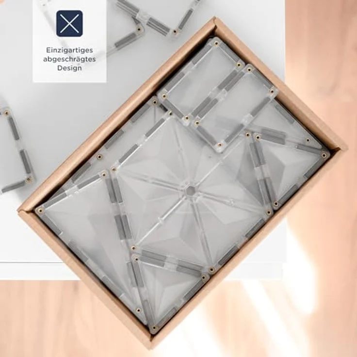 CONNETIX Magnetbausteine Klar Starterpaket, 34 Stück, transparente Fliesen mit abgeschrägtem Design und starken Magneten – Bild 4