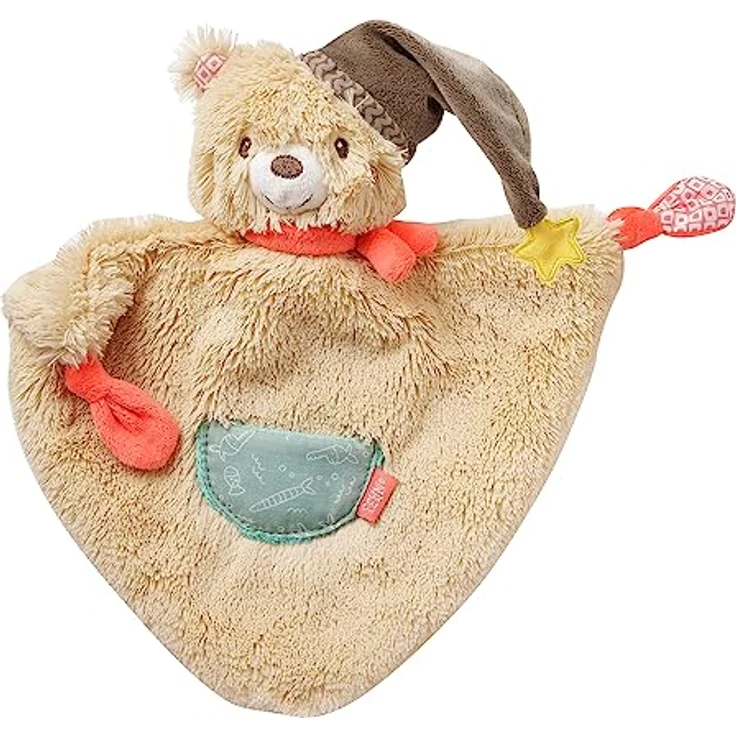 Fehn 060140 Schmusetuch Bär | Schnuffeltuch mit Bär-Köpfchen zum Greifen, Fühlen, Knuddeln und Liebhaben | Für Babys und Kleinkinder ab 0+ Monaten, Bär, Bruno – Bild 2