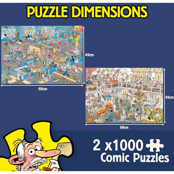 Jan Van Haasteren DIY Shop & Renovierungsprojekt, 2 x 1000 Teile Erwachsenenpuzzle aus 100% recyceltem Karton, inklusive Poster, 68 x 49 cm – Bild 2