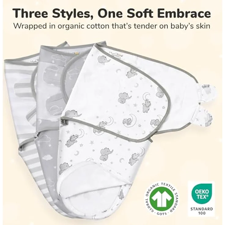 Mama Cheetah Pucksack für Babys, biologische Puckdecke, verstellbar, für Neugeborene von 0 bis 3 Monaten, aus 100% Bio-Baumwolle, atmungsaktiv und maschinenwaschbar, Unisex – Bild 2