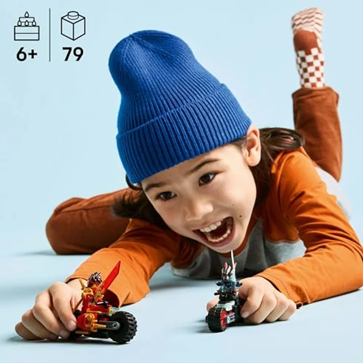 LEGO Ninjago 71838 - Kais Motorradrennen, actiongeladenes Spielset mit 2 Ninja-Bikes und 2 Minifiguren, rot – Bild 3