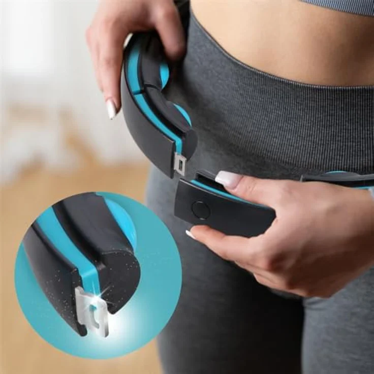 HMS HHM17 Hula-Hoop-Reifen, Hula Hoop mit Gewicht und Zähler, schwarz/türkis, mit digitalem USB-aufladbarem Display und Magneten – Bild 4
