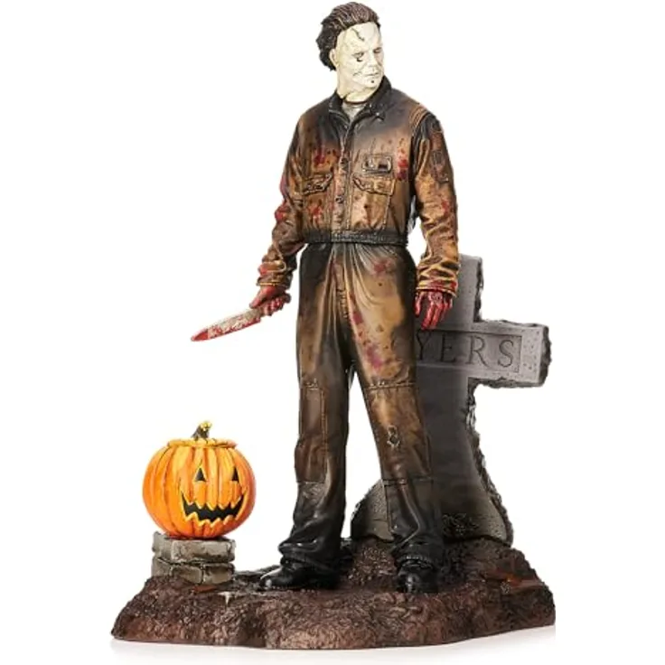 CC Countdown Characters 2024 Michael Myers Aufbaubarer Halloween-Adventskalender – Offizielle Rob Zombie Halloween Sammelfigur, 18 cm große Figur, inklusive ikonischem Messer, Grabstein und Kürbis, charakteristischer Overall, lizenziert und entworfen von Numskull