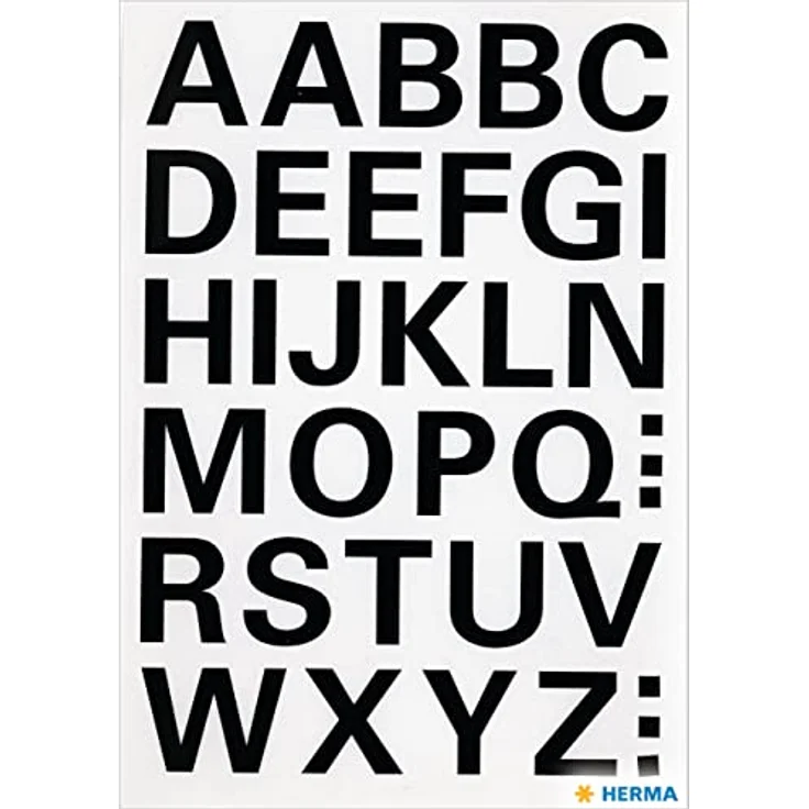 HERMA 4163 Buchstaben Aufkleber schwarz, Schriftgröße 15 mm, 36 Stück, selbstklebend, wetterfest, groß, Alphanet Sticker Klebebuchstaben A-Z aus Folie zum Aufkleben, transparent – Bild 2
