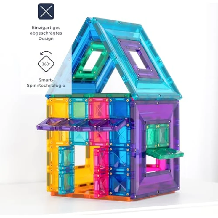 Connetix Magnetische Fliesen Bright Portal Paket, 48 Stück mit 8 leuchtend hellen Farben und verschiedenen Fliesengrößen für kreatives Bauen – Bild 3