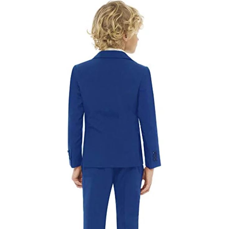 OppoSuits Dunkelblauer Anzug für Jungen zur Kommunion, Slim Fit, 3-teilig mit Jacke, Hose und Krawatte, Maschinenwaschbar, Größen 122-128 – Bild 2