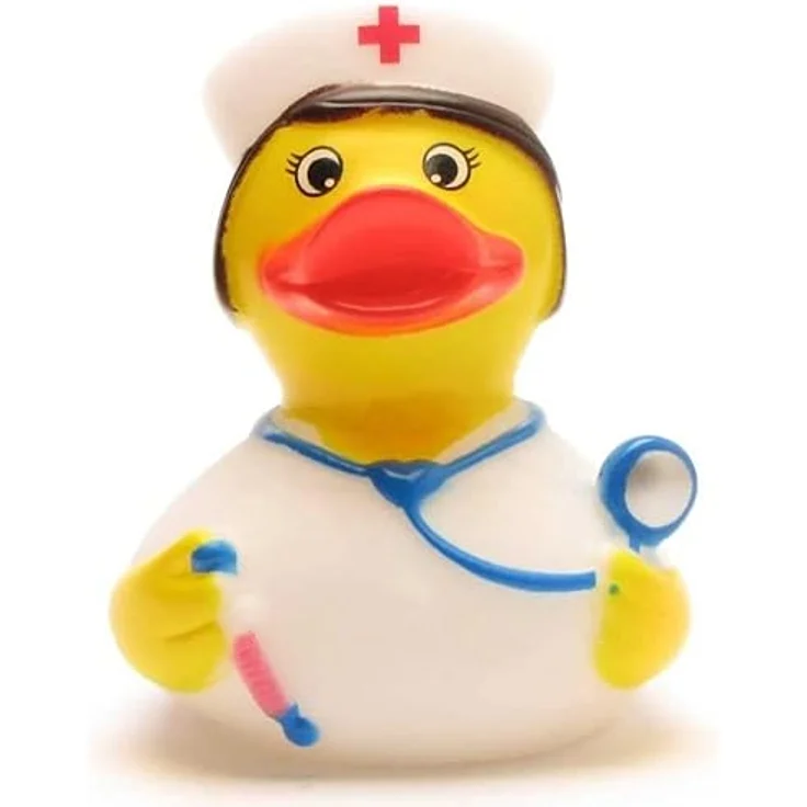Duckshop Badeente - personalisierbar (Krankenschwester Ente) mit Wunschtext bis 10 Zeichen, 8 cm groß, aus Vinyl – Bild 5
