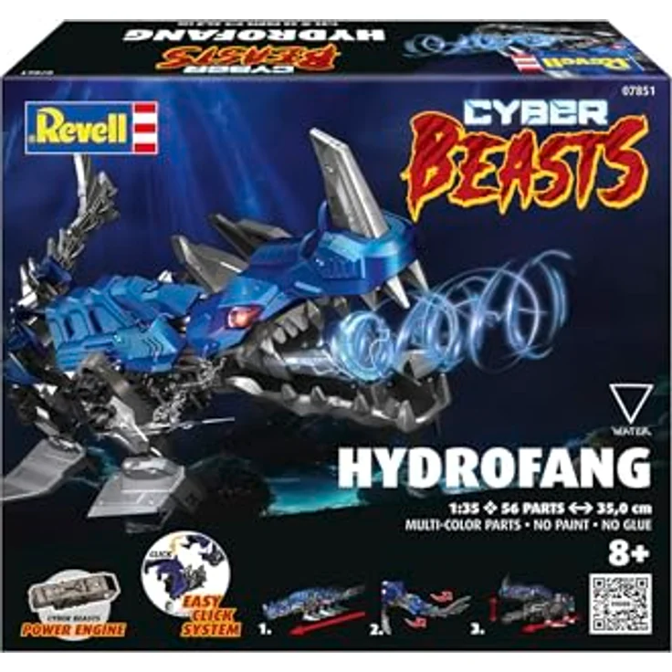 Revell CyberBeasts HydroFang, Modellbausatz mit easy-click-System, 1:35, 56 Teile, mehrfarbig, 350 mm lang – Bild 2
