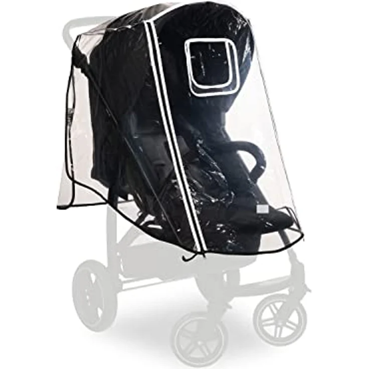 Hauck Universal Regenschutz Buggy Kinderwagen, Reflektierende Umrandung, Kontakt-Fenster, Gute Luftzirkulation, Einfache Befestigung, Kompatibel mit hauck Buggy, Transparent – Bild 2