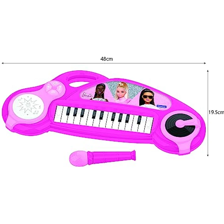 Lexibook Barbie Elektronisches Klavier für Kinder mit Lichteffekten, Mikrofon, Schlagzeug, integriertem Lautsprecher, Demo-Melodien, DJ-Player, rosa, K704BB – Bild 2