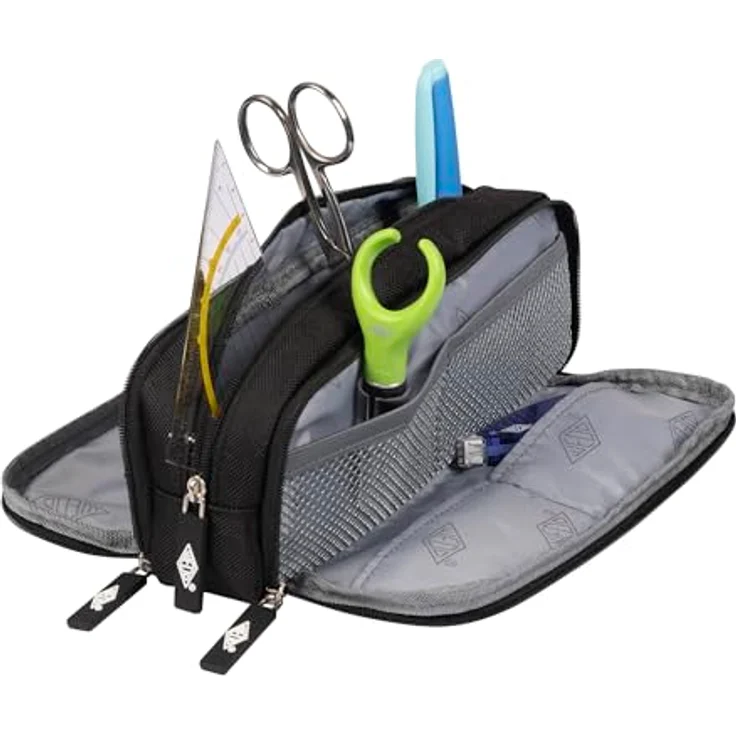 WEDO Federmäppchen Schlamperbox Business, 3 Fächer, schwarz, geräumiges Innenfach mit 7 Stiftschlaufen, 2 Kartenfächern und 2 Netzfächern – Bild 2