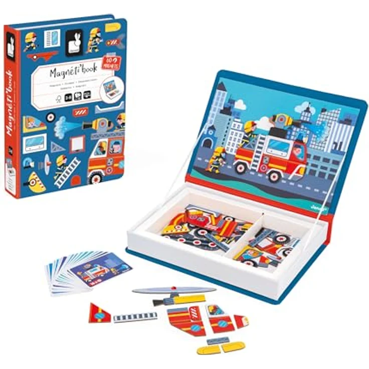 Janod Magnetbuch Feuerwehr, Lernspielzeug mit 60 Magneten, FSC®-zertifiziert, für Kinder ab 3 Jahren – Bild 6