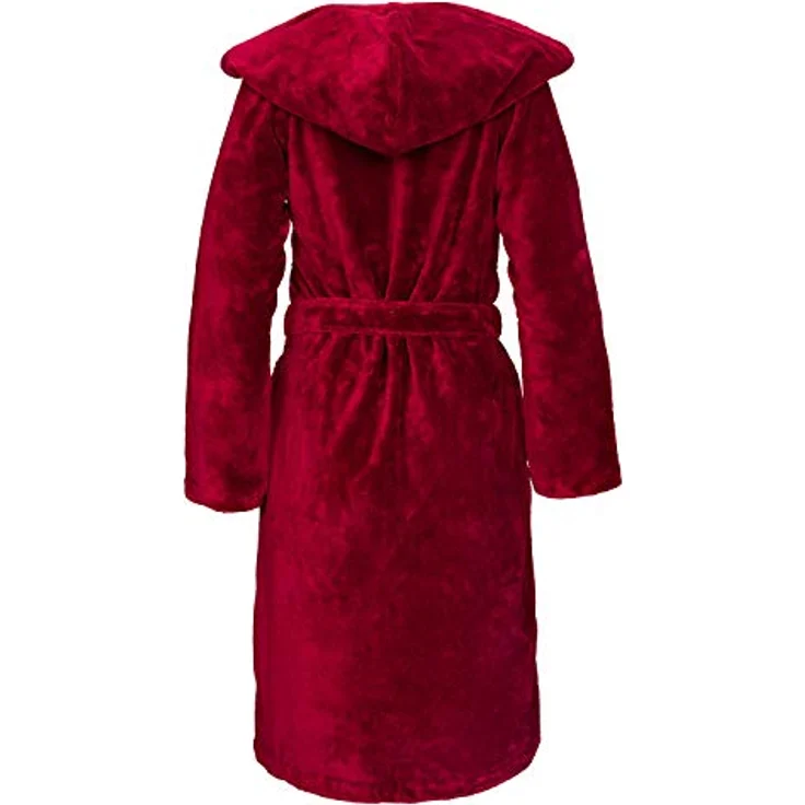 Vossen Bademantel Damen Kurzmantel Palermo mit Kapuze, burgundy, hautfreundlich und strapazierfähig – Bild 4
