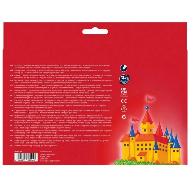 Faber-Castell Filzstift Faber-Castell Castle Filzstift - 50er Kartonetui - Breite und feine Spitzen, vielseitig einsetzbar – Bild 1