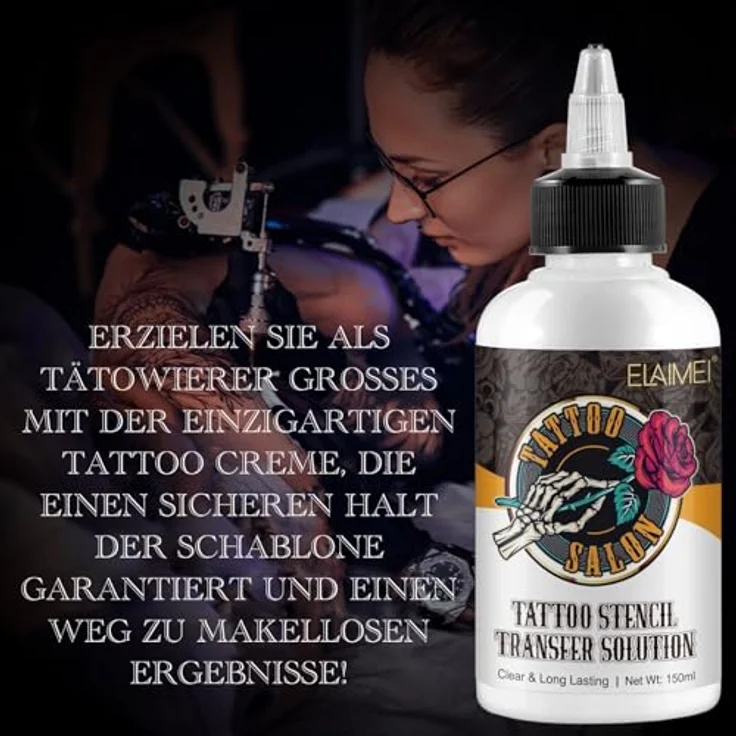 P-Beauty Tattoo Transfergel 2x 150ml - klares Schablonen Gel für präzise Tattooübertragung - hautverträgliche und langanhaltende Transfercreme - Tattoo Zubehör – Bild 3