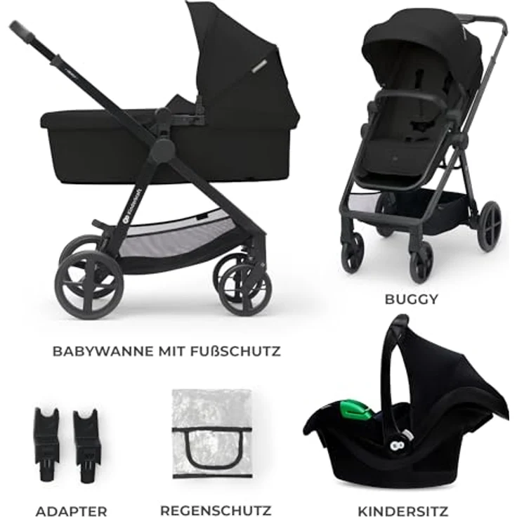 KinderKraft Newly 3in1 Mink Pro, Kombikinderwagen in Moonlight Grey mit einfachem Klappsystem und verstellbaren Elementen – Bild 10