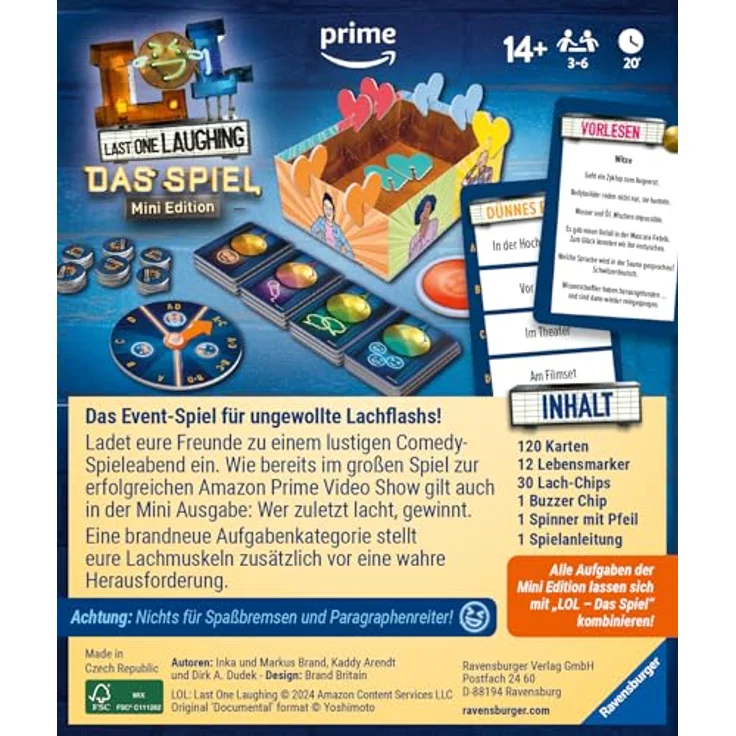 Ravensburger Last One Laughing, Mini Edition - Partyspiel für 3-6 Spieler, ab 14 Jahren, mit 120 Karten und neuen Minispielen – Bild 6