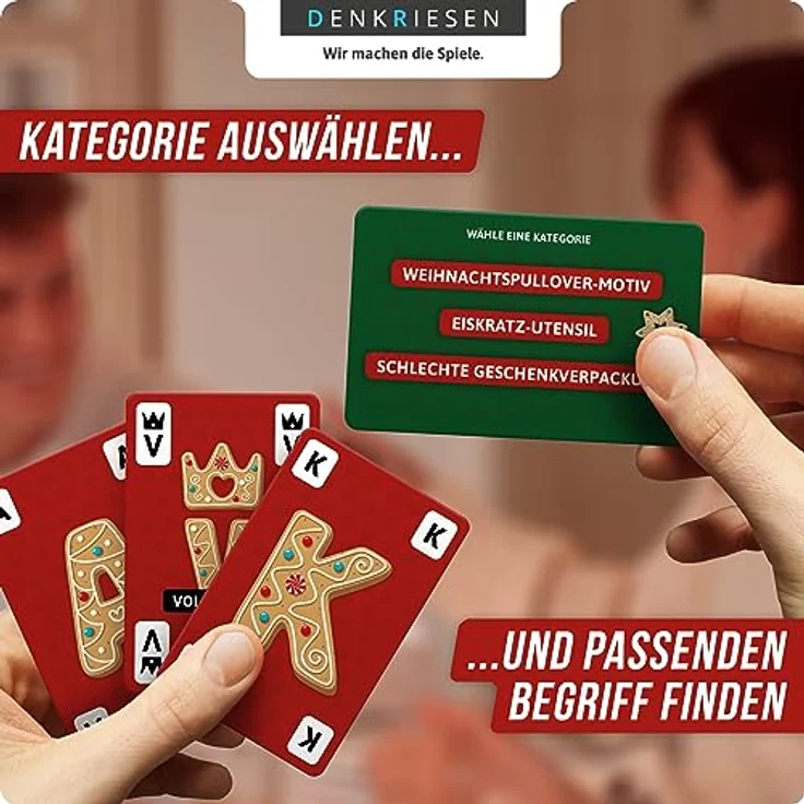 DENKRIESEN - Stadt Land VOLLPFOSTEN® - Das Kartenspiel - Christmas Edition - Alle Jahre Wieder: Kartenspiel mit 120 Spielkarten, 150 verschiedenen Kategorien, 30 Min. Spieldauer, für 3-6 Spieler geeignet, ab 8 Jahren – Bild 4