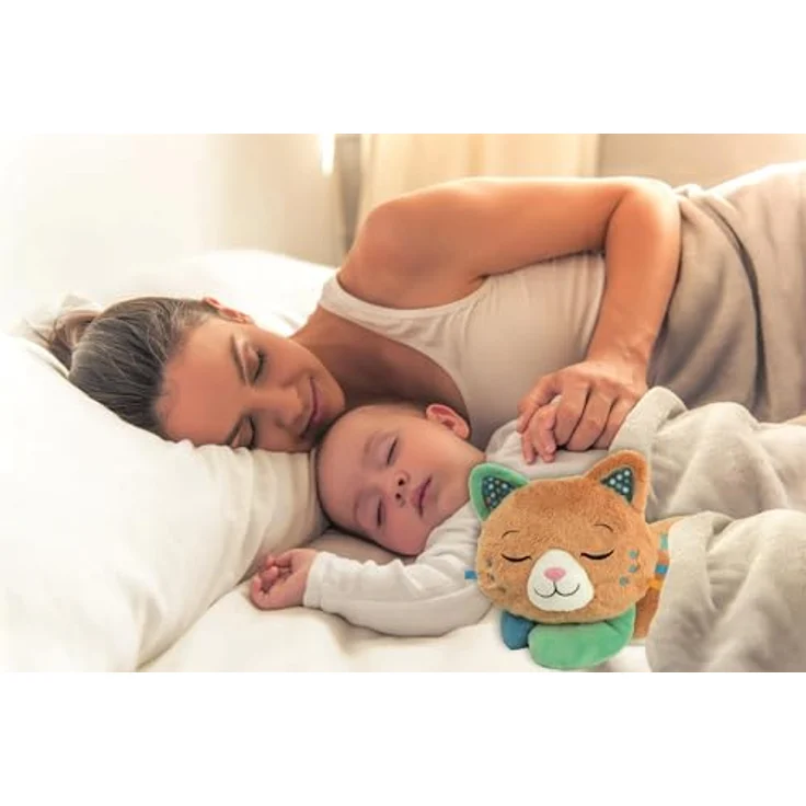 Clementoni Atmendes Kätzchen Plüschtier | Beruhigender Schlafbegleiter mit Vibration, Musik und Naturgeräuschen | Waschbares Stofftier für Babys und Kleinkinder – Bild 4