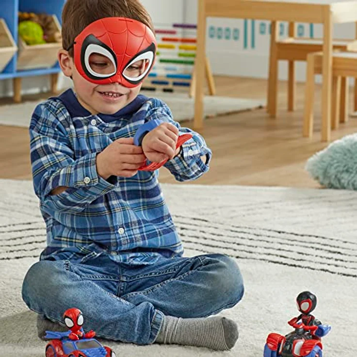 Spidey and his Amazing Friends Spidey Superbox, Rollenspiel-Fahrzeug-Set mit 2 Figuren, Spidey-Maske und Transmitter-Armband, exklusiv bei Amazon – Bild 4