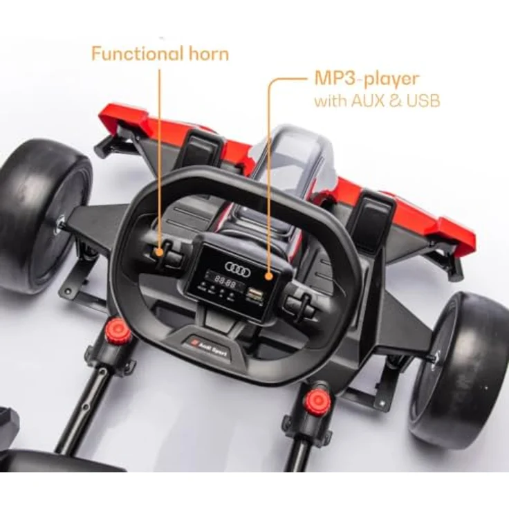 Vrooomy Audi Kinder Elektro GoKart 24V, mit Driftfunktion, Bluetooth, verstellbarem Sitz und EVA-Reifen, rot – Bild 4