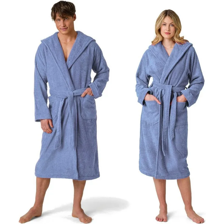 Möve Unisex-Bademantel Superwuschel Kapuze, Walkfrottee, Langform, ideal für Sauna & Spa, Uni