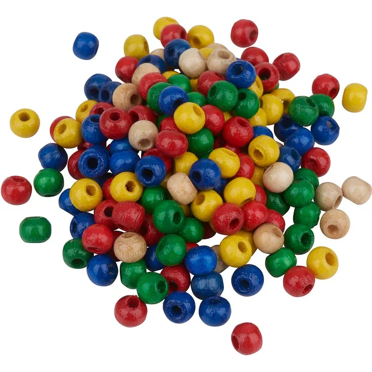 MEYCO Hobby Bastelperlen, Ø 4 mm, 165 Stück, Buchenholz, speichelecht