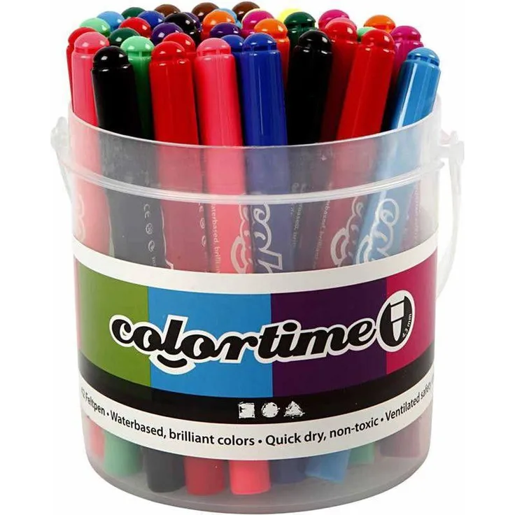 Creativ Company Jumbo Marker, Emmer mit 42 wasserbasierten Filzstiften in 12 Farben, 5 mm Strichbreite, schnelltrocknend und belüftete Kappen