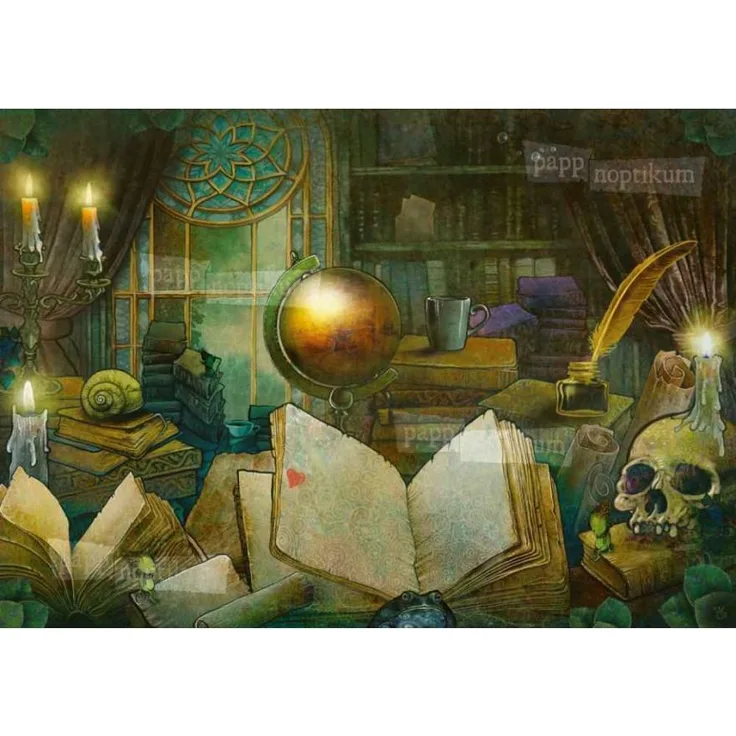 Pappnoptikum Die Bibliothek des Magiers, Papier-Adventskalender 2022, 38 x 27 cm, hergestellt in Sachsen