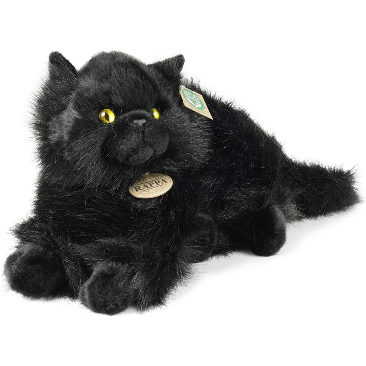 RAPPA Plüschkatze schwarz liegend, 30 cm ECO-FRIENDLY mit umweltfreundlicher Füllung aus recycelten PET-Flaschen