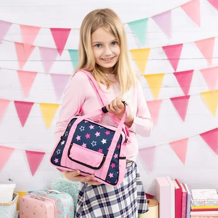 Bayer Design 69016AA Wickeltasche für Puppen, Blau/Rosa, mit Winkelunterlage und Stoffwindel – Bild 5