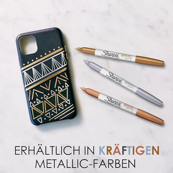 Sharpie PermMarker F, Metallic Permanentmarker in Silber mit robuster feiner Spitze, wasserfest und perfekt für helle und dunkle Oberflächen – Bild 2