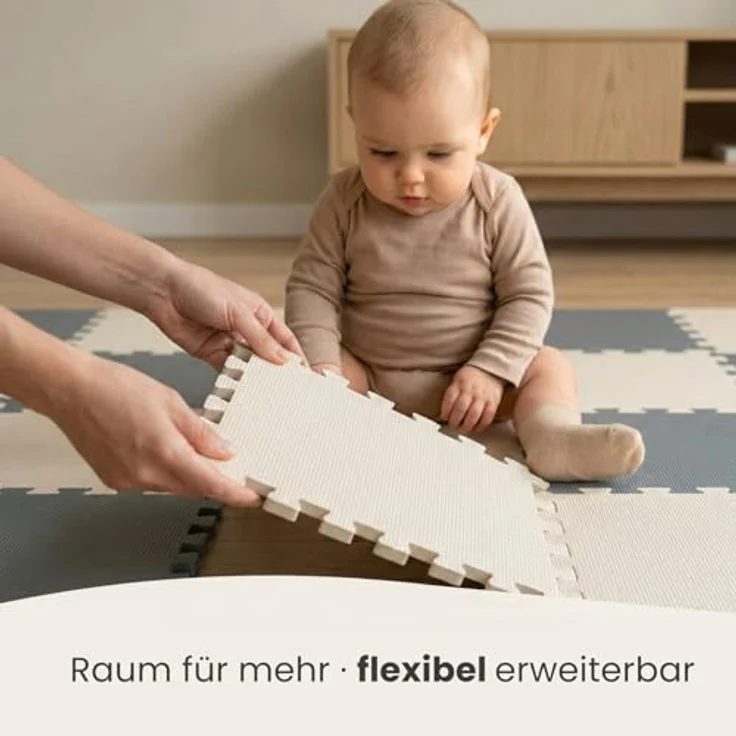 LittleTom Puzzlematte für Kinder, TÜV-geprüfte Krabbelmatte, 18-teilig, 30x30 cm, wasserfest, beidseitig verwendbar, in modernen Pastelltönen – Bild 6