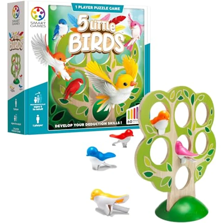 SmartGames 5 Little Birds, Puzzle Game mit 60 Herausforderungen, für Kinder ab 5 Jahren, Kunststoff – Bild 1