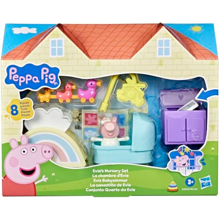 Hasbro Peppa Pig Evies Kinderzimmer-Set, Spielset mit 1 Baby-Evie-Figur und 7 Accessoires, für fantasievolles Spielen – Bild 2