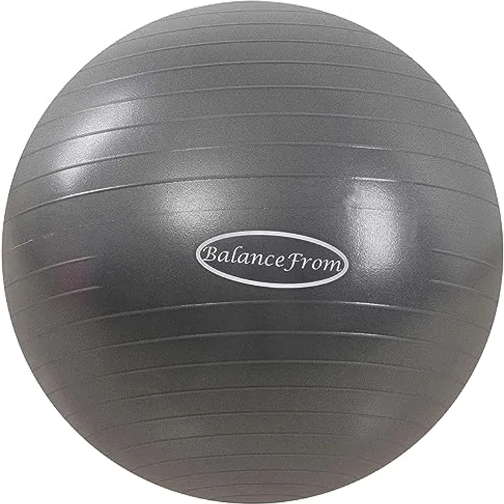 BalanceFrom Anti-Platz- und Rutschfester Gymnastikball Yoga-Ball Fitnessball Geburtsball mit Schnellpumpe, 0,9 kg Kapazität (48-55 cm, M, Grau)