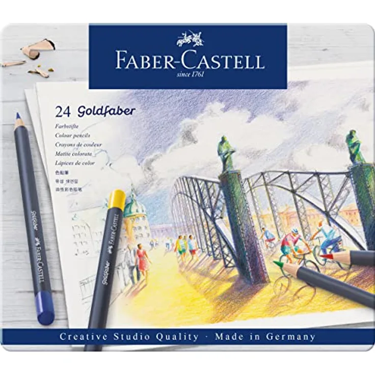 Faber-Castell 114724 - Farbstifte Goldfaber mit Ölkreidemine, 24-teilig, wisch- und wasserfest