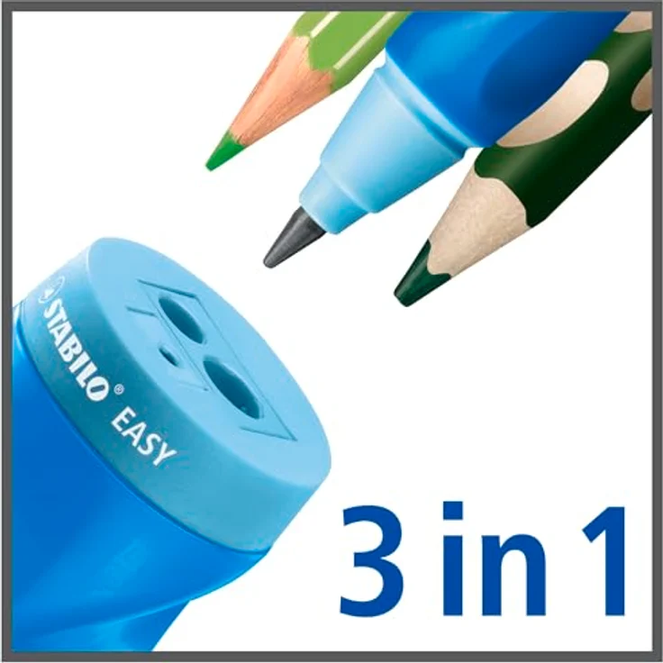 STABILO EASYsharpener L, Dosenspitzer für Linkshänder mit großem Auffangbehälter und ergonomischer Nutzung, blau – Bild 8