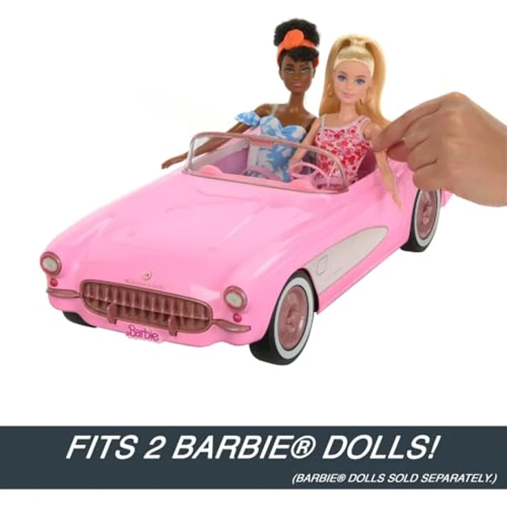 Barbie RC-Auto Hot Wheels Barbie The Movie, RC Corvette Cabrio, ferngesteuertes Fahrzeug für Barbie-Puppen, Geschwindigkeit bis zu 8 km/h – Bild 6