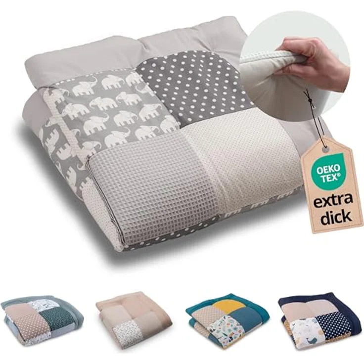 ULLENBOOM Krabbeldecke für Baby 100x100 cm – gepolstert, OEKO-TEX Materialien, Made in EU, robust und pflegeleicht, ideal als Laufgittereinlage, personalisierbar – Bild 1