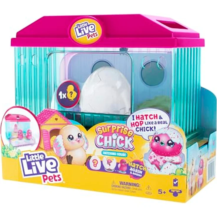 Little Live Pets Surprise Chick Küken-Spielset; Niedliches, interaktives Küken mit Spielzeug-Brutkasten mit herunterklappbarer Wand und Tragegriff – Bild 3