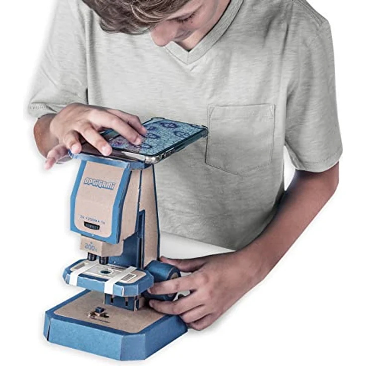 Carson Optigami OG-100, Mikroskop-Bausatz zum Selberbauen mit 50-400x Vergrößerung, schwarz, für Kinder von 8-12 Jahren – Bild 3