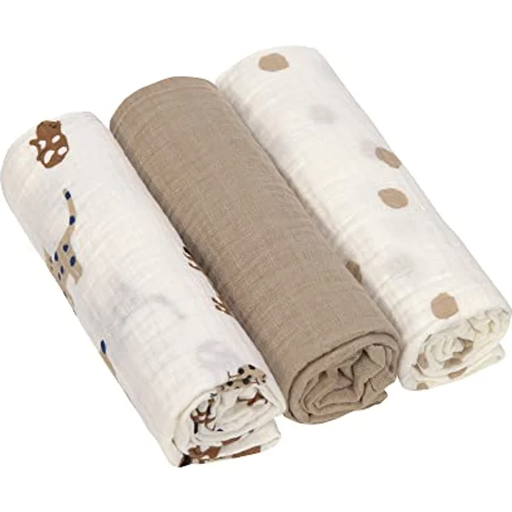 LÄSSIG Baby Puckdecke Spuckdecke Pucktuch Mulltuch 3er Set Baumwolle 85 x 85 cm/Swaddle & Burp Blanket L Little Mateys royal blue – Bild 2