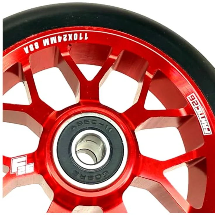 Fantic26 Spy7 Stunt-Scooter Rolle 110mm Abec11 Rot – Bild 2