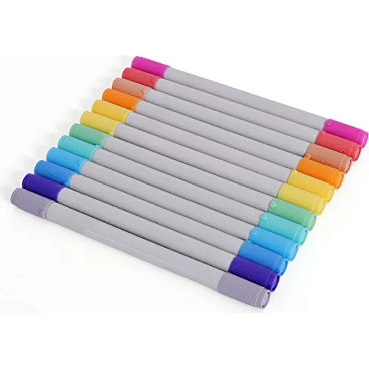 Zink Colourful Fine & Chisel Doppel- / Doppelspitzenmarker, 12er Pack