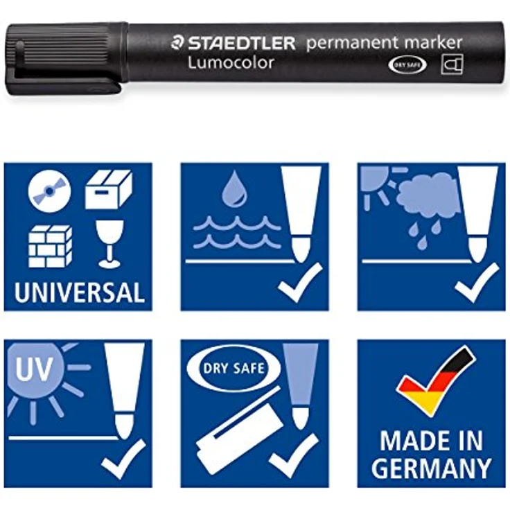 STAEDTLER 352-9 Lumocolor Marker permanent Rundspitze, 2 mm, 10 Stück, schwarz – Bild 5