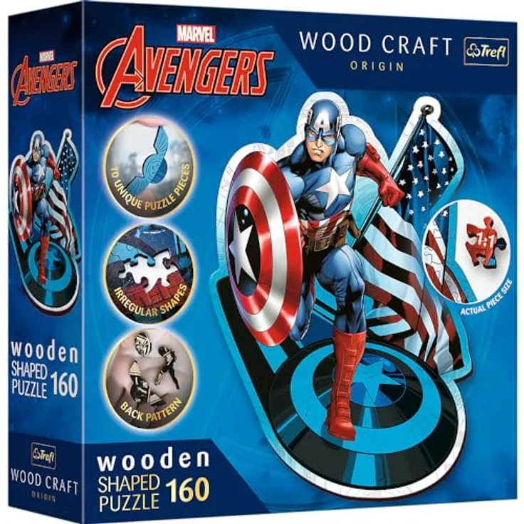 Trefl 20194 Woodcraft Marvel Avengers Konturenpuzzle aus Holz, Mehrfarbig