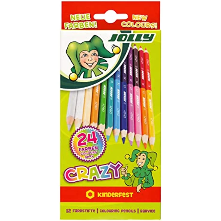 Jolly Superstick Crazy Buntstifte Farbstifte | 24 Farben mit 12 Farbstiften | Kinderfest und Bruchsicher | Ungiftig | extra dicke Mine | 12 Stifte im Kartonetui – Bild 2