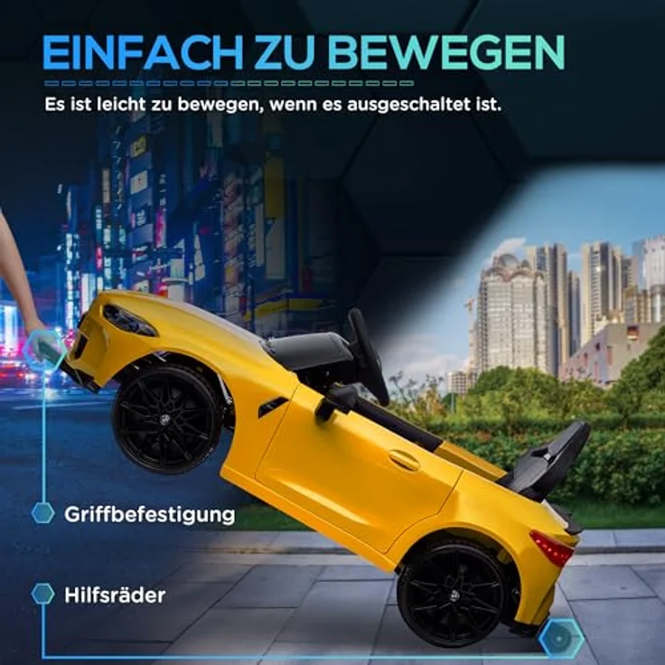 AIYAPLAY Elektro-Kinderauto BMW M4 Gelb, Belastbarkeit 25 kg, für Kinder 3-5 Jahre, mit Fernsteuerung und Musikfunktion – Bild 5